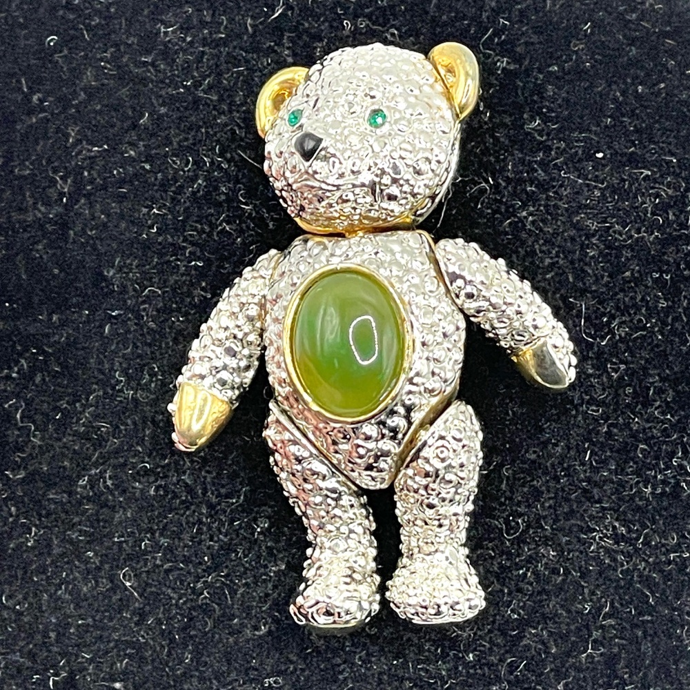 Vintage Articulating Teddy Bear Pin Brooch Pendant